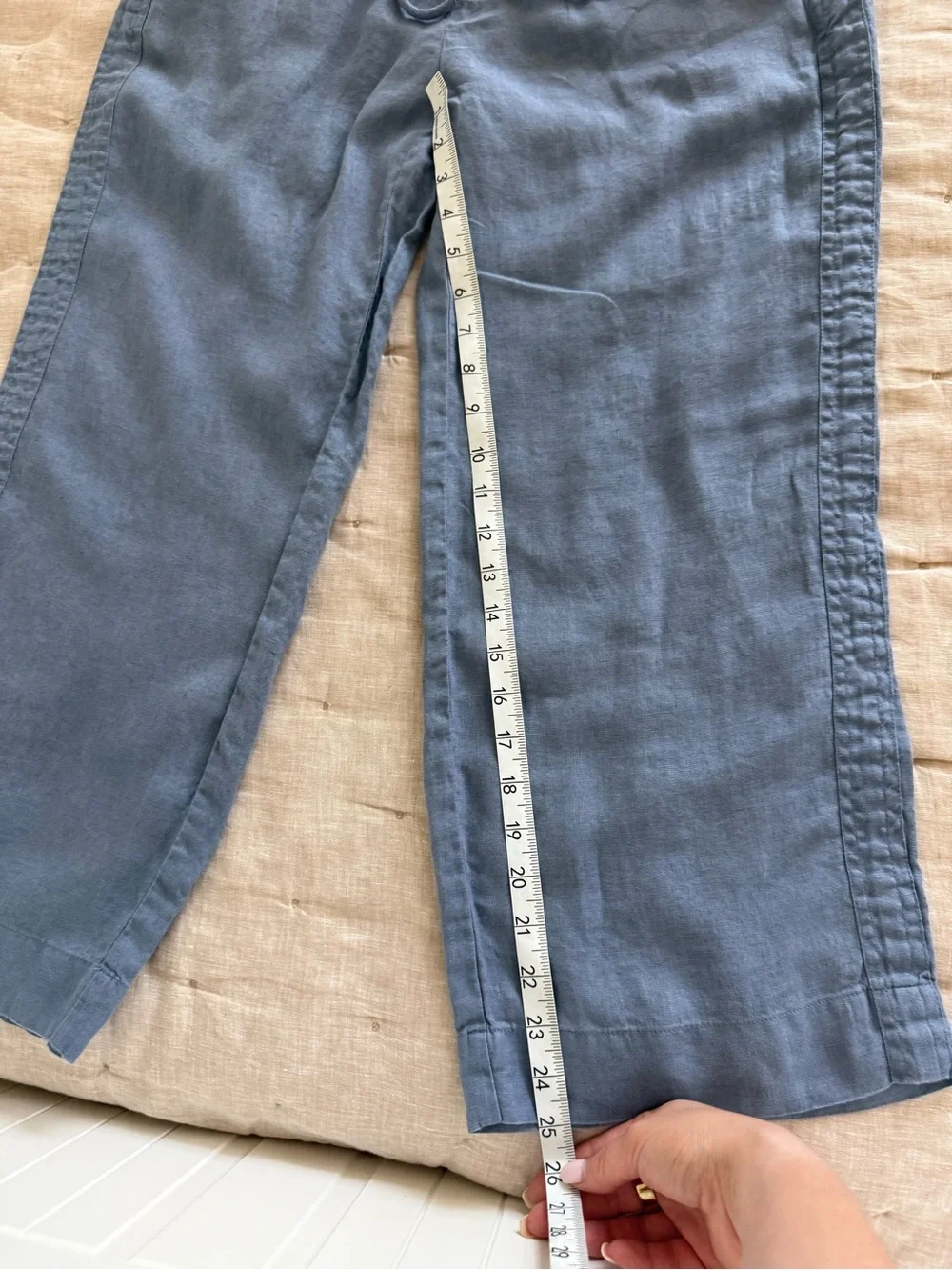 Quince Wide Leg Linen Pants Moonstone Blue Size XS 100% European Linen